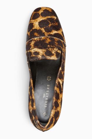 Leopard Print Leather Loafers